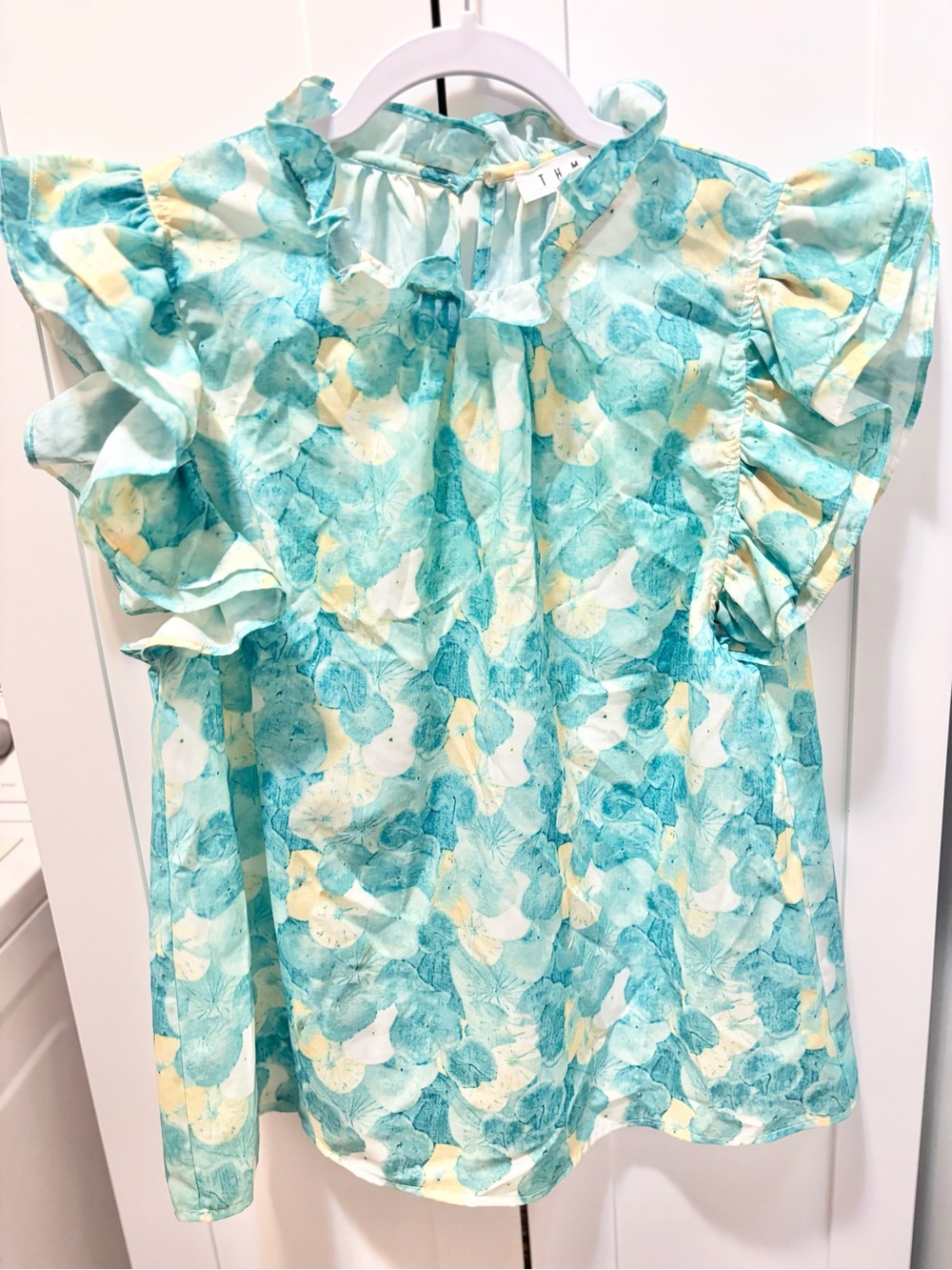 thnl green and blue floral blouse